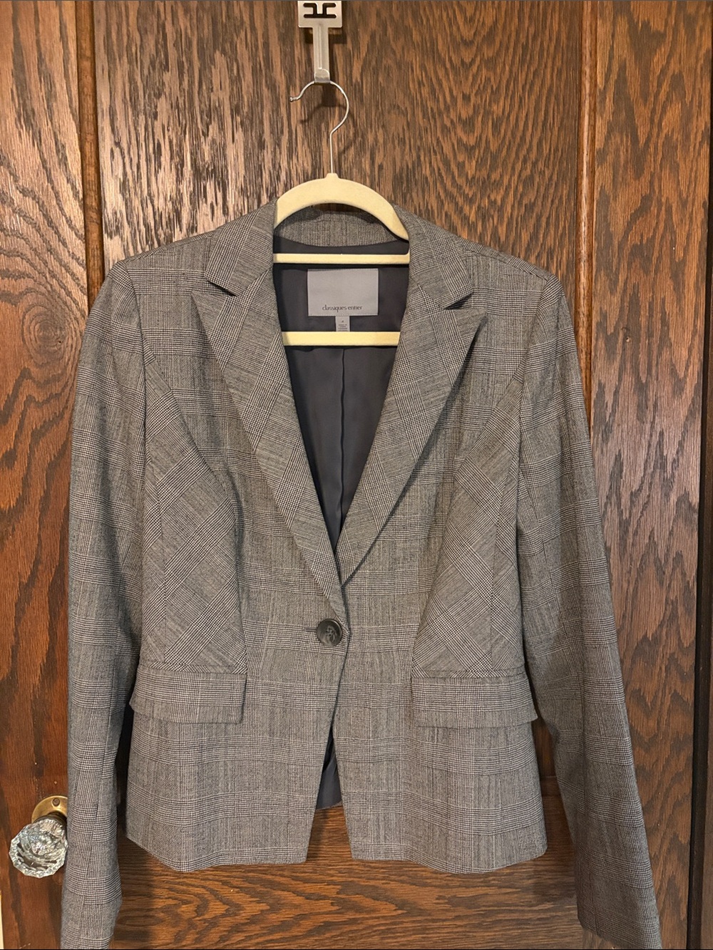 Nordstrom Classiques Gray Glen Plaid Single-Button Blazer; size 4; EUC